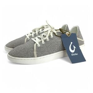 Olukai Womens Pehuea Li Sneakers sz 9 Tapa/White Sand Lace Up Comfort Shoes NEW